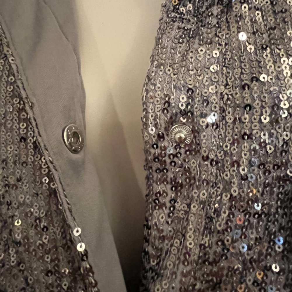 Silver Sequin Shacket Top by Riley and Rae NWT - Picture 4 of 6